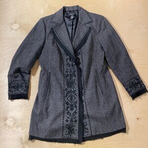 Focus 2000 Charcoal Trench Coat with Black Embroidery 14P (QA)